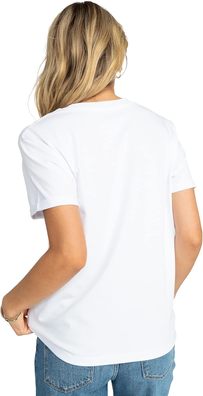 Detalle de Roxy Sparkle Evening Attitude T-Shirt Femme – Tee coton regular à manches roulotées
