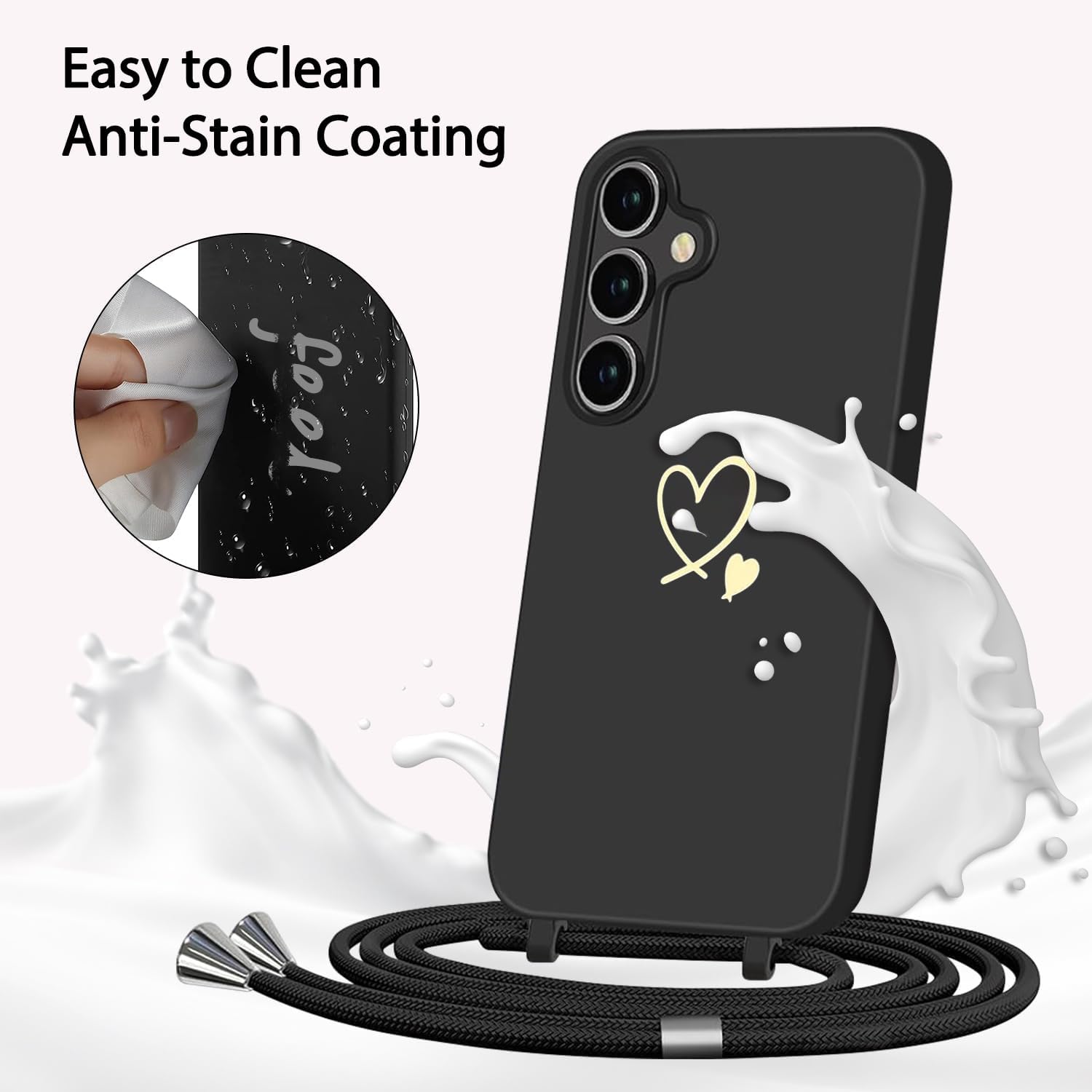 Thumbnail 5 de AoozeFon Hülle mit Band für Samsung Galaxy A26 5G/4G – abnehmbares Handyband, TPU-Schutz, Schwarz