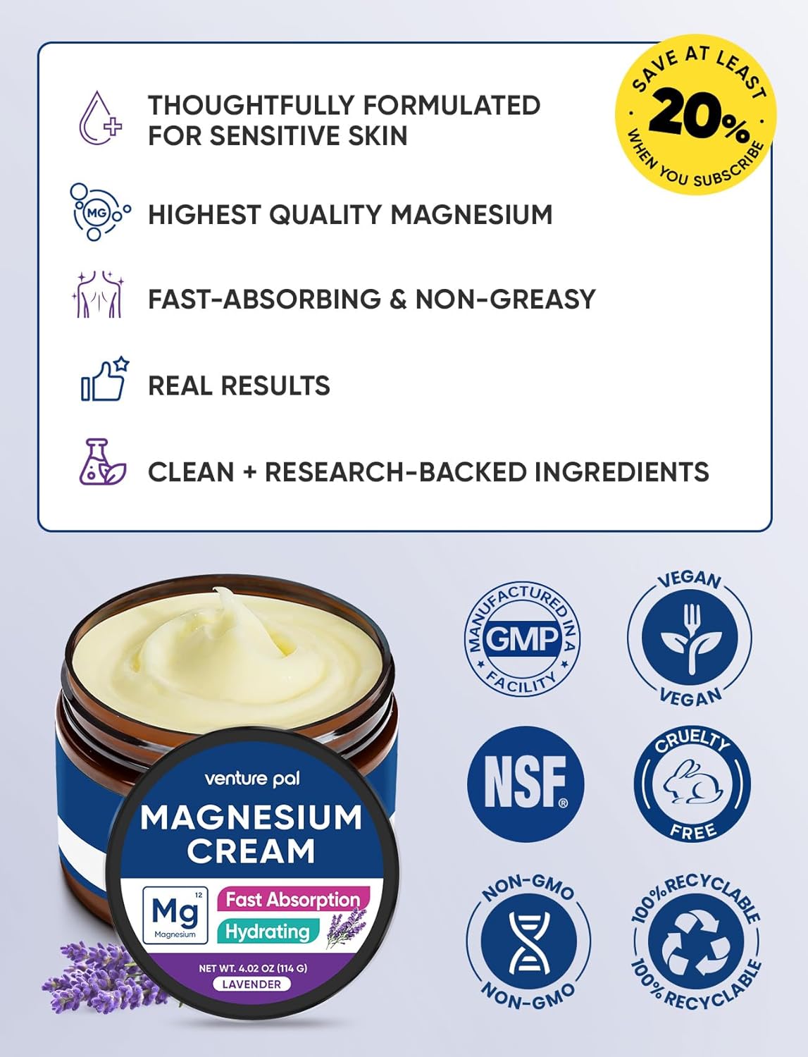Thumbnail 5 de Venture Pal Topical Magnesium Cream: Fast-Absorbing Hydration for Daily Skin Care