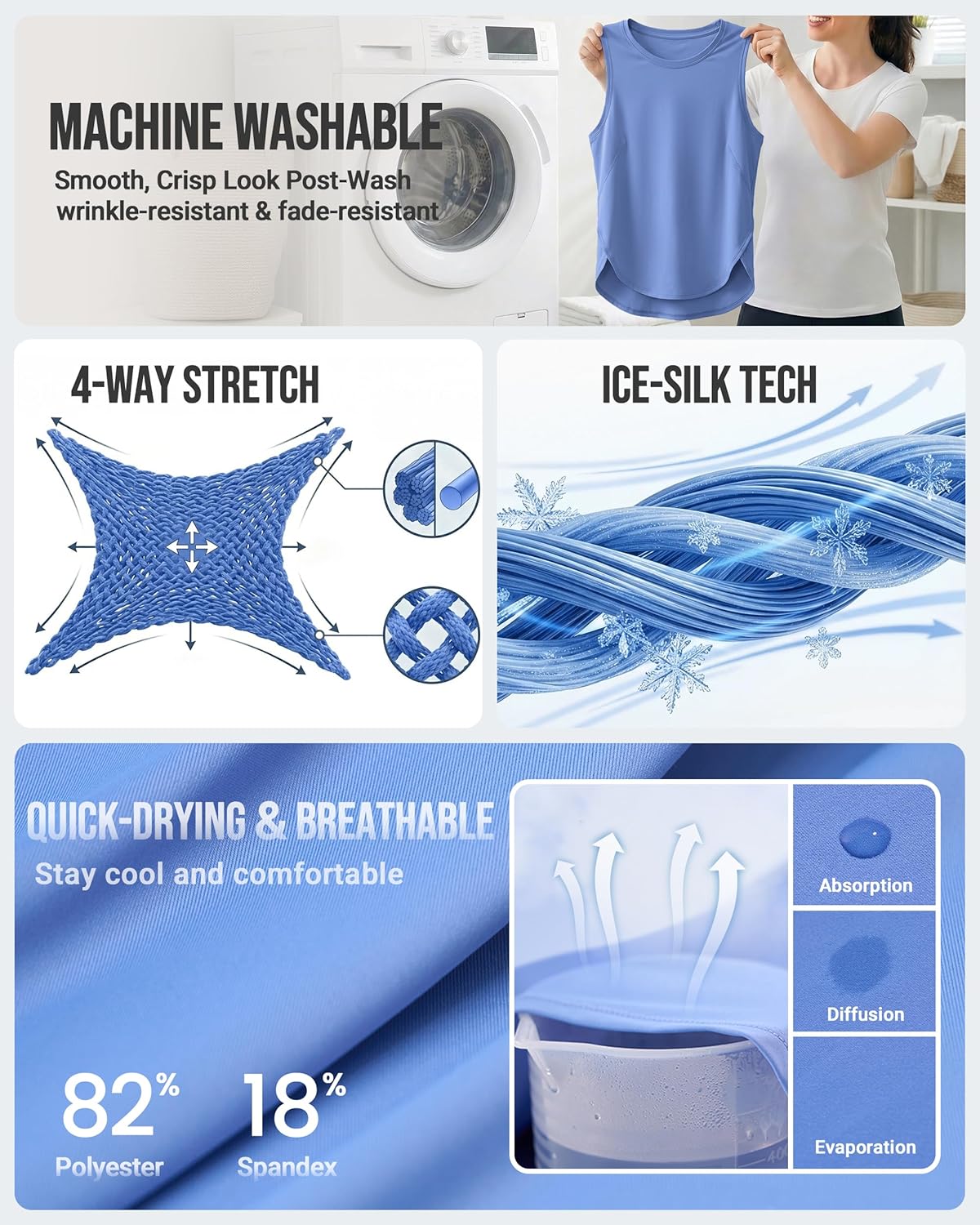 Thumbnail 3 de JOYSPELS Ice Silk Workout Tank 5x
