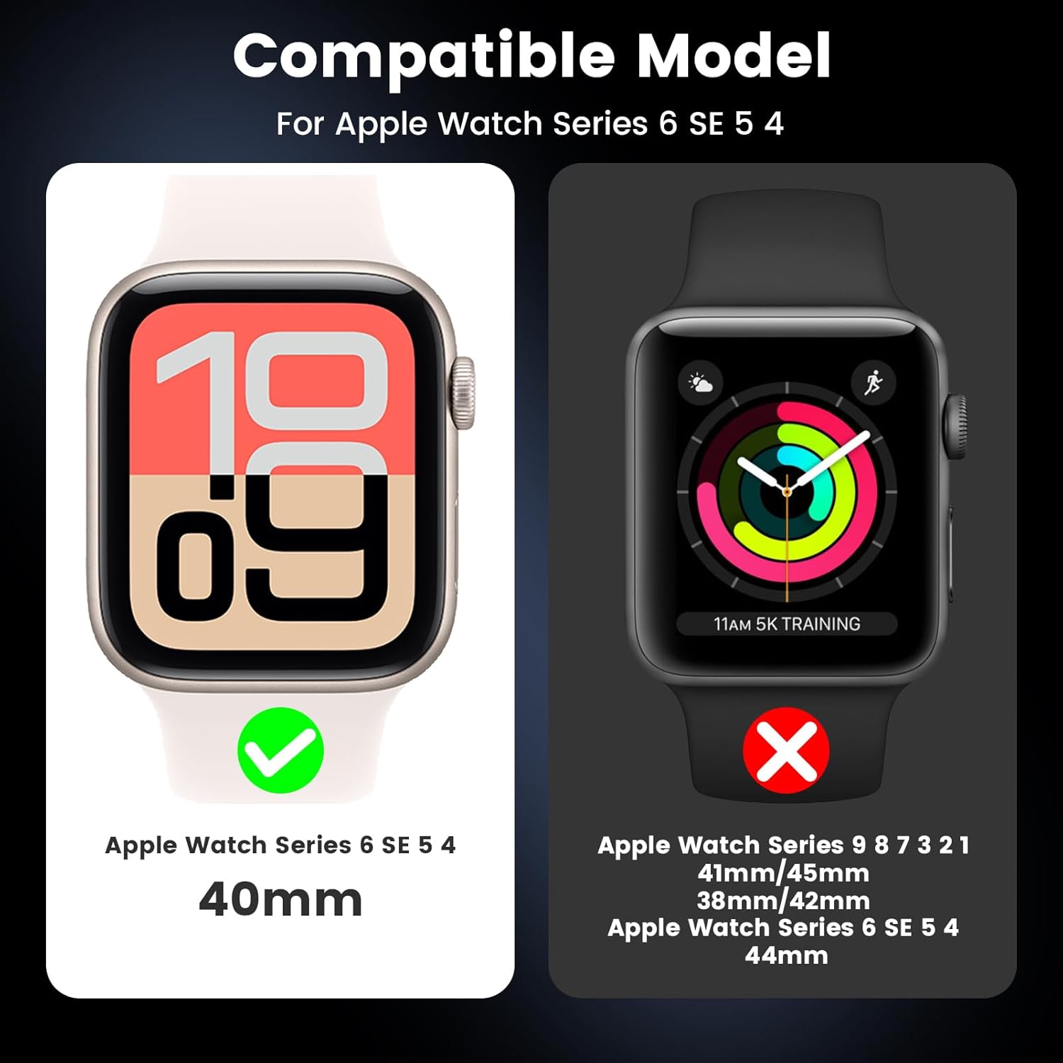 Thumbnail 1 de HWeggo 2-in-1 waterproof Apple Watch screen protector case (40mm, Starlight) for SE/Series 6–4