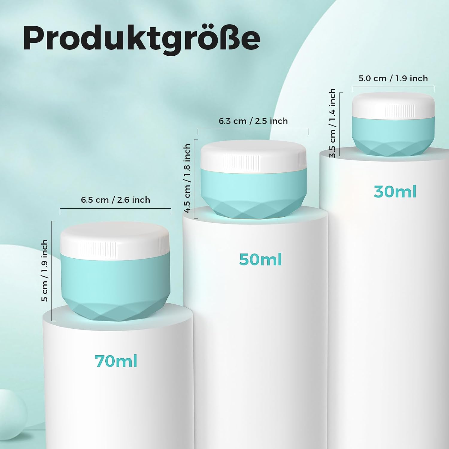 Thumbnail 1 de WLEAD 4 Stück 50 ml Silikon Cremedose TSA-geprüft – auslaufsicher, BPA-frei mit transparenter Tasche