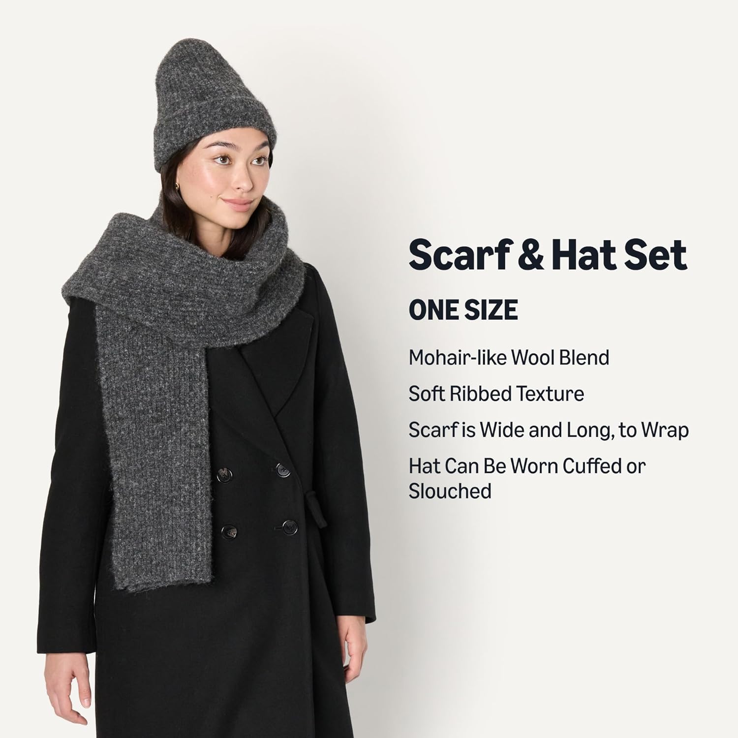 Thumbnail 1 de Amazon Essentials Faux Mohair Scarf & Hat Set 🧣
