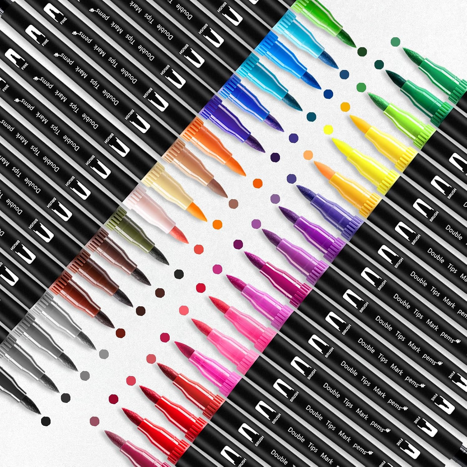 Detalle 2 de Thboxes 36 Colouring Pens (Dual Tip) – water-based felt & brush marker set for adult sketching, colouring and calligraphy