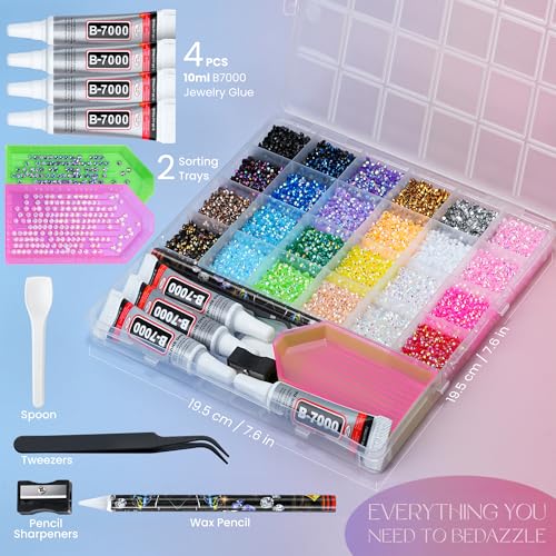 Detalle de LOTWOW 35000 Pcs Resin Jelly Rhinestones Kit – All-in-One Bedazzling Set for DIY Arts & Crafts