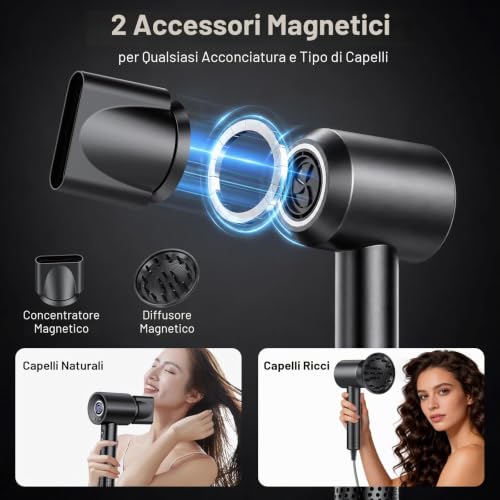 Thumbnail 6 de Asciugacapelli Ionico 180.000 RPM di Phon Capelli Professionale 500 Milioni di Ioni Negativi – aowoka