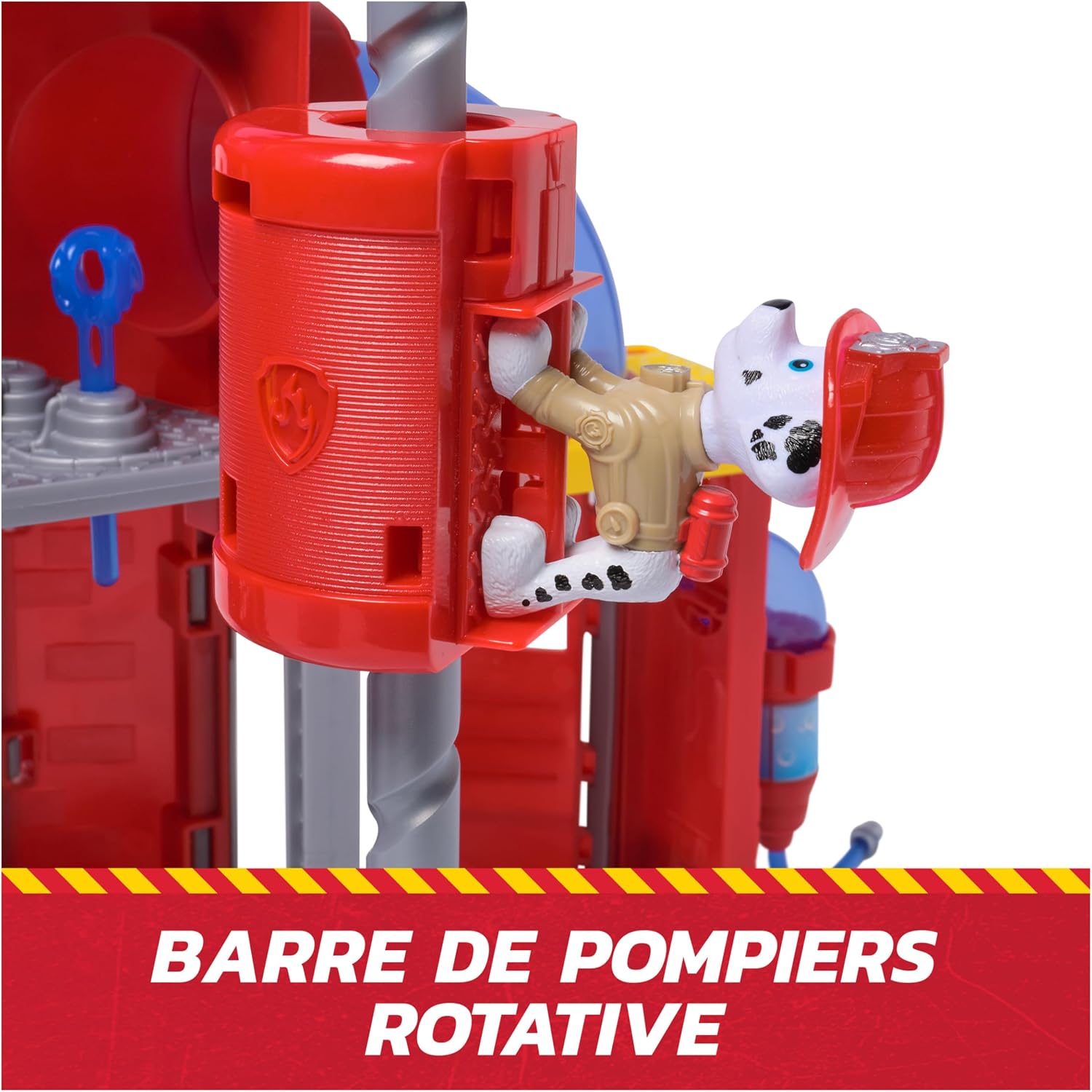 Detalle 2 de Paw Patrol Pat Patrouille – Caserne de pompiers Fire Rescue avec véhicule et figurine Marcus (Marshall) – jeu d’effets lumineux et sonores