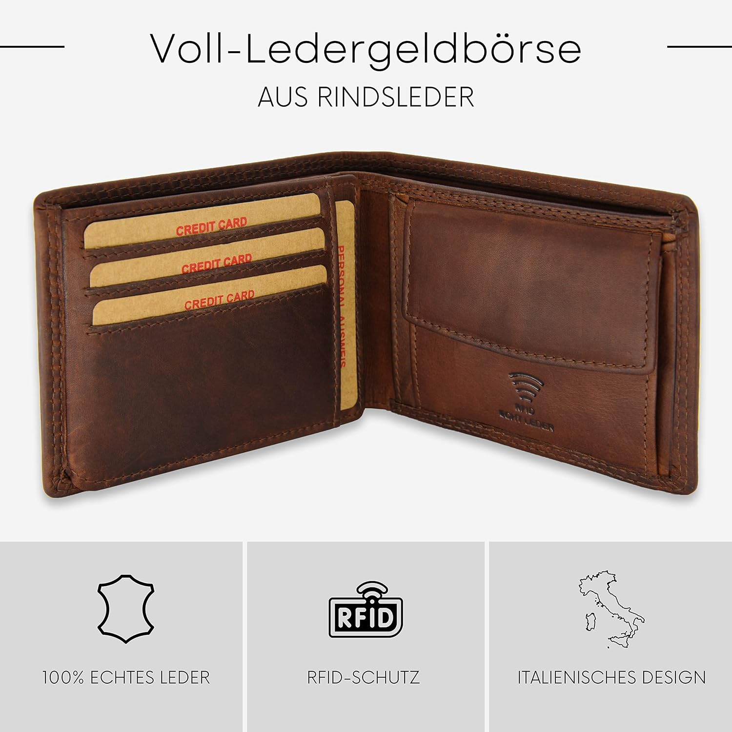 Detalle 2 de Baur Herren Geldbörse Echtes Leder RFID Schutz