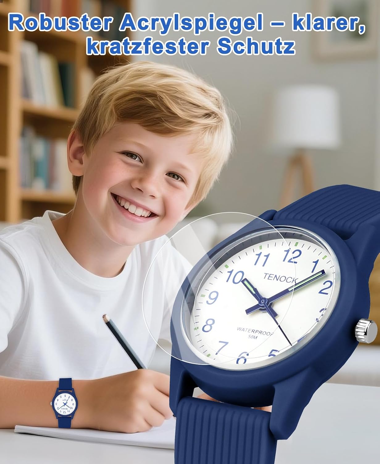 Thumbnail 2 de TENOCK Analoge Kinderuhr für Jungen und Mädchen – Lernuhr 4–12 Jahre, 5 ATM wasserdicht, leicht lesbar