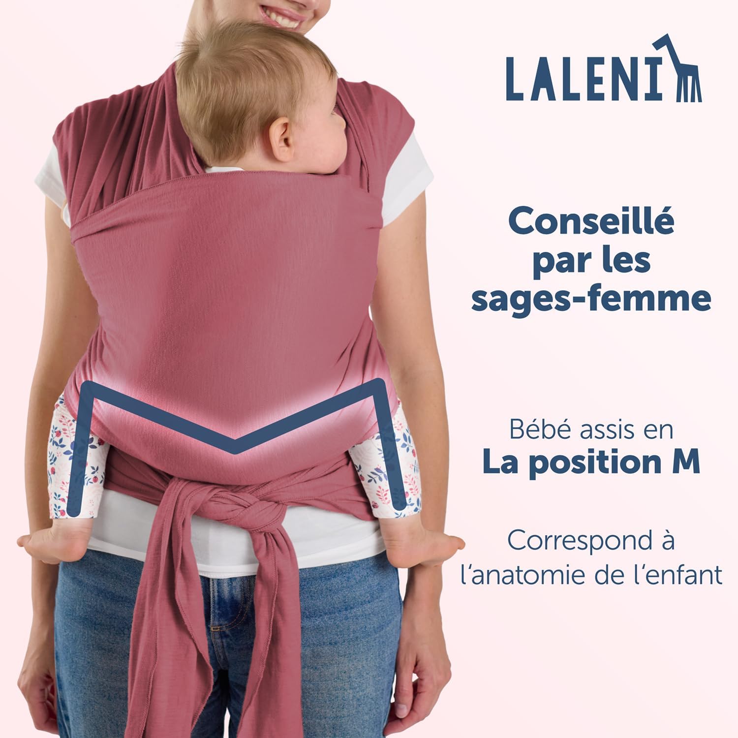 Thumbnail 1 de Laleni écharpe de portage bébé nouveau-né jusqu’à 15 kg en coton, rouge – portage physiologique
