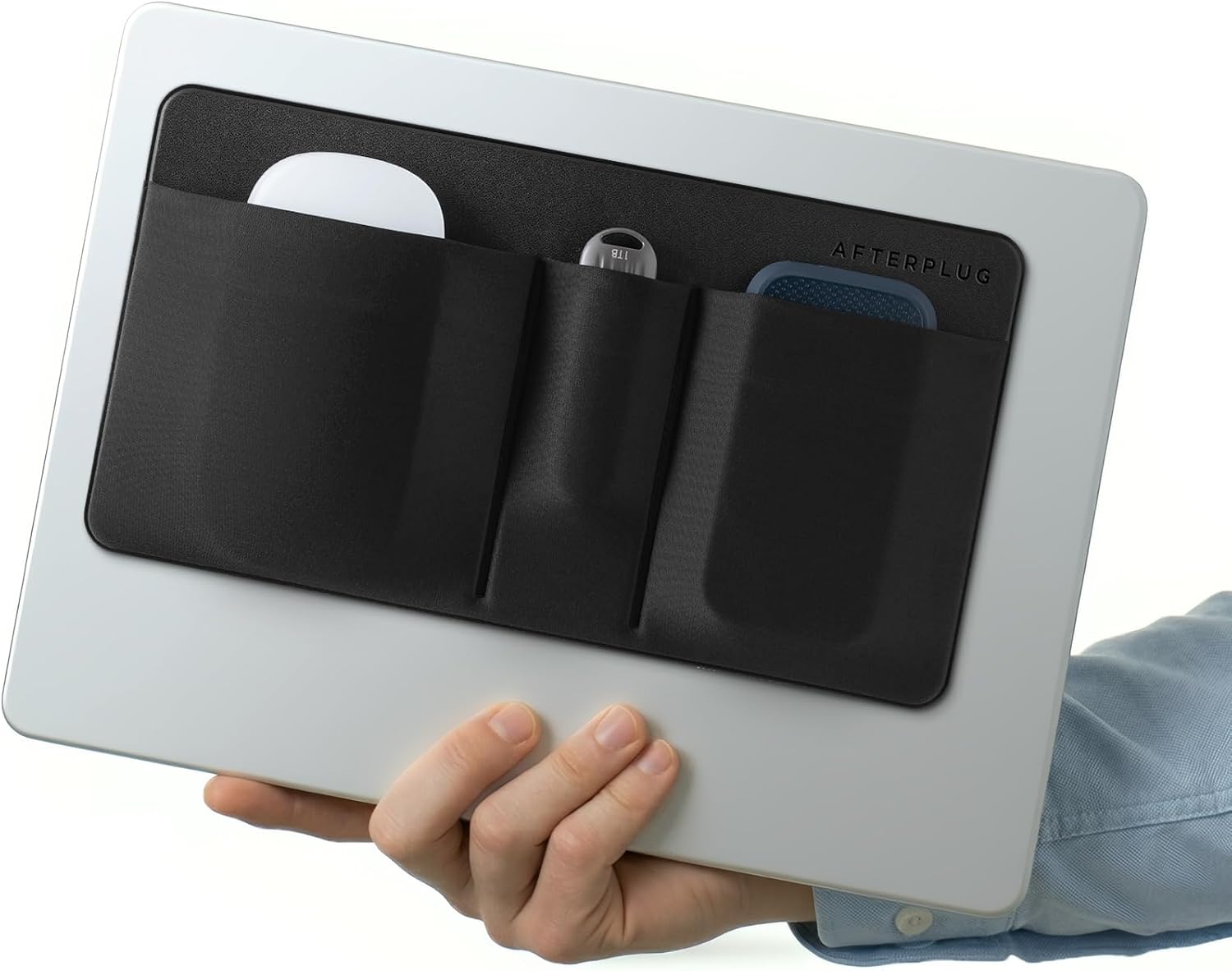 Thumbnail 6 de Afterplug 3-Pocket Storage Pouch: Adhesive Laptop Accessory Organizer in Grey