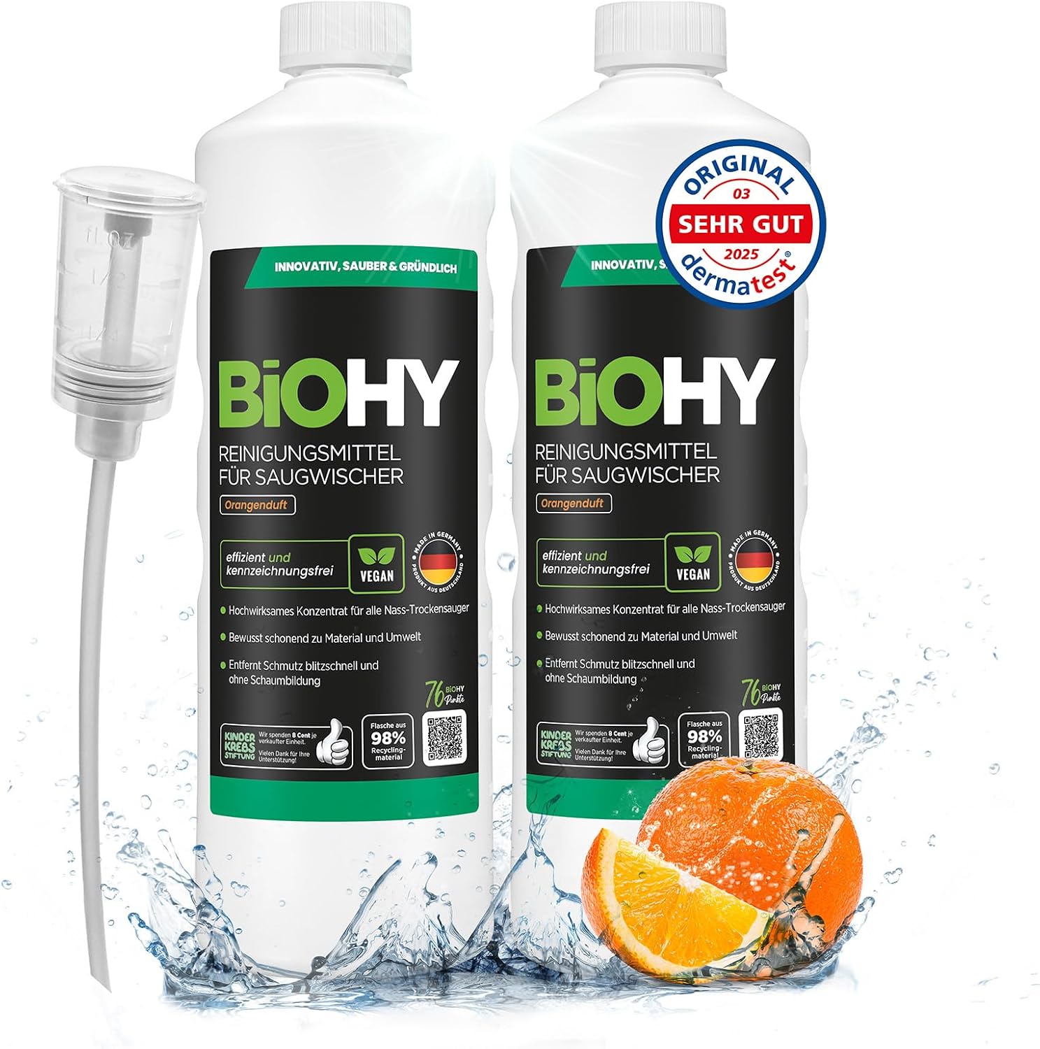 Detalle de BIOHY vloerreiniger voor nat-droogreinigers, 2 x 1 liter, 1:200, sinaasappelgeur