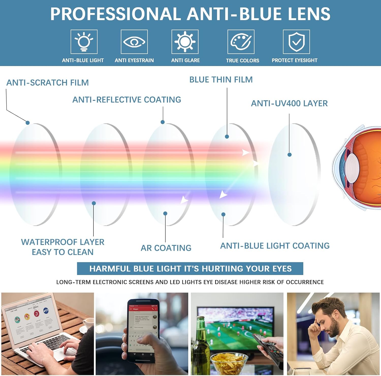 Thumbnail 3 de ZONLON 4 Pack Ladies Reading Glasses with Blue Light Blocking