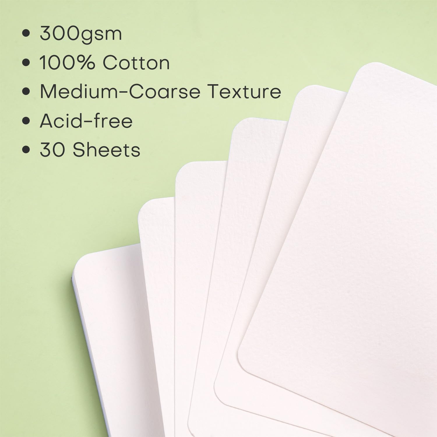 Detalle de Fuumuui 30 Sheets Watercolour Journal (5.5 x 5.5 in) – 100% Cotton Cold Pressed Watercolour Paper, 140lb/300gsm