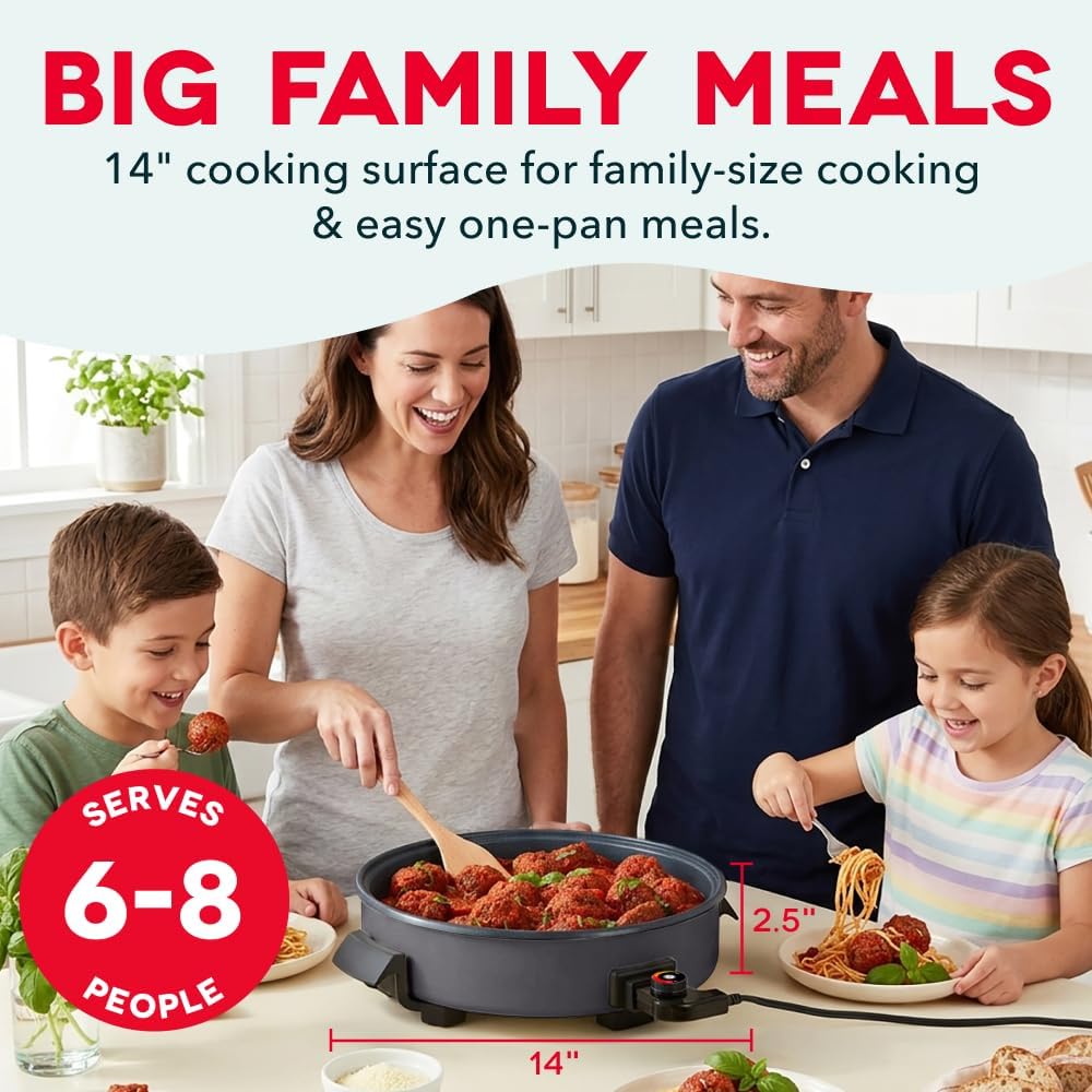 Thumbnail 1 de DASH Family Size Electric Skillet, 6-Quart Ceramic, 14-Inch with Lid