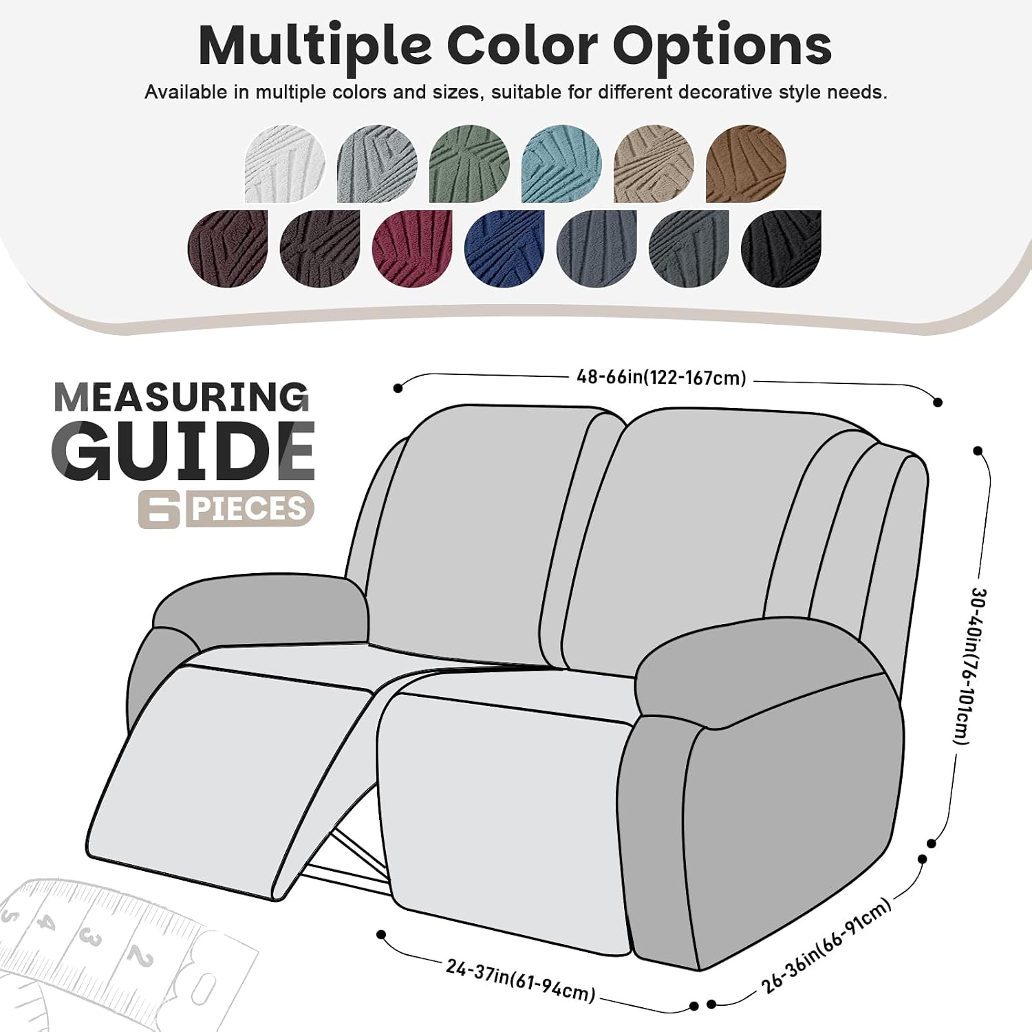 Detalle de VANSOFY Recliner Loveseat Cover, 6-Piece