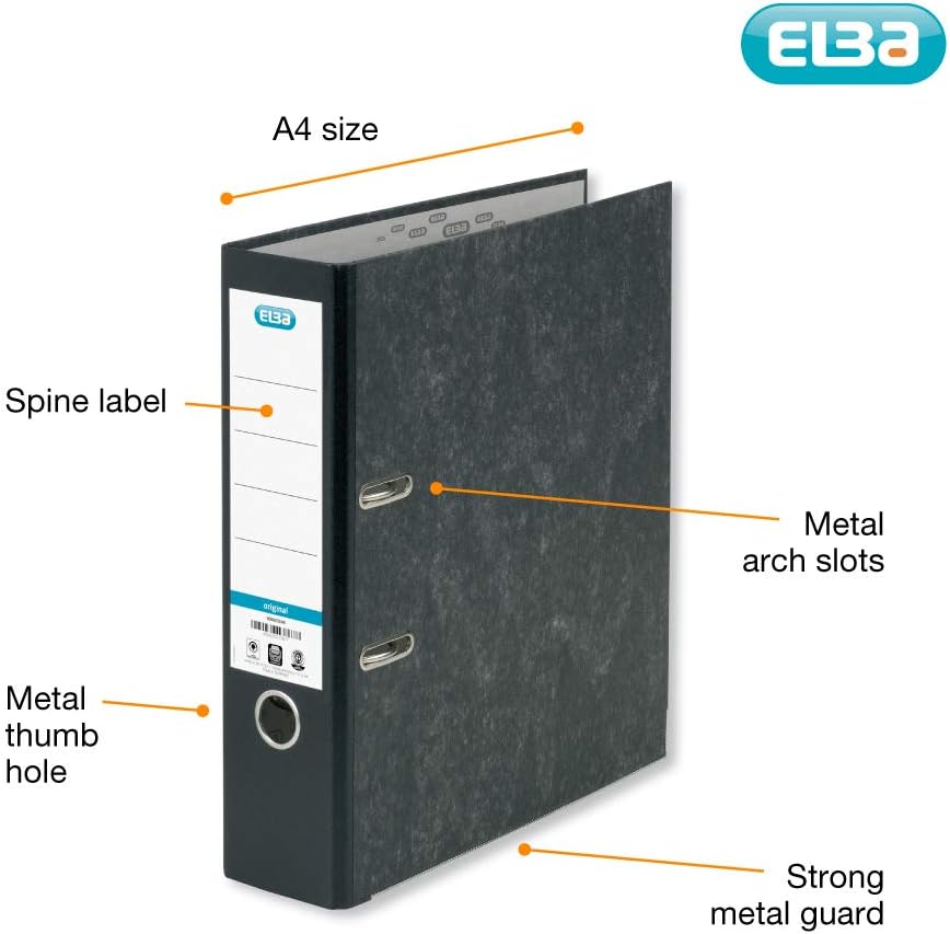 Detalle de Elba 400129085 pärmar, 3-pack A4, svart med 56 mm arkiveringskapacitet