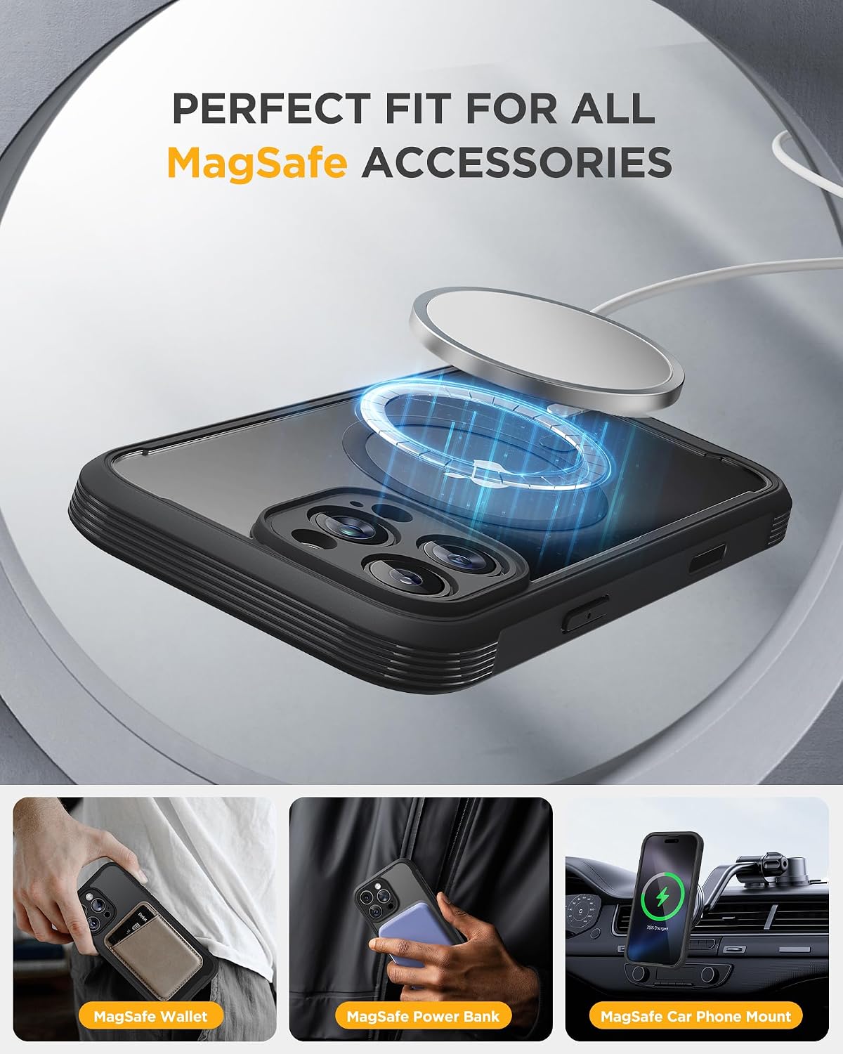 Thumbnail 4 de Miracase Magnetic Case for iPhone 16 Pro 6.3" Black