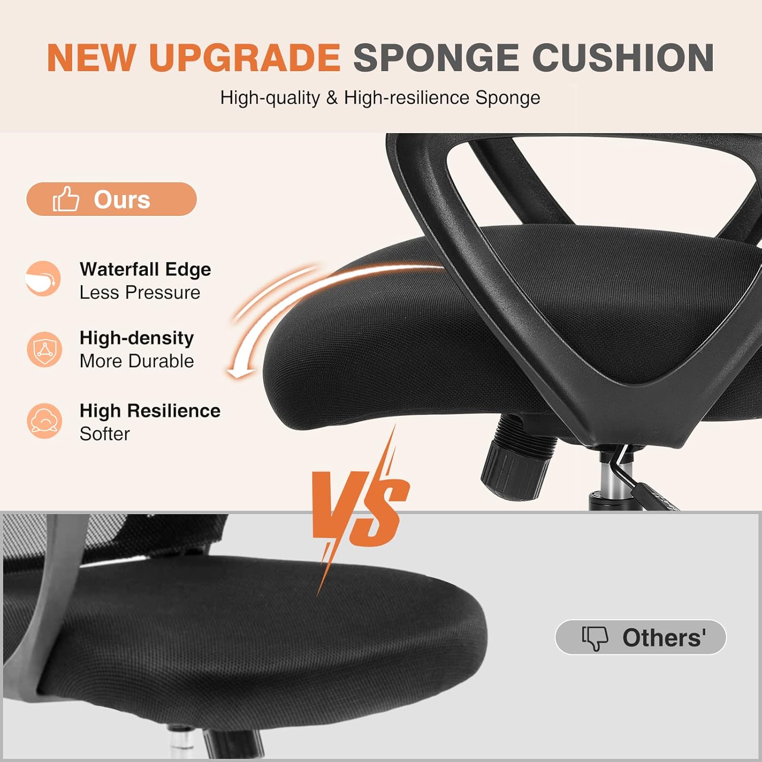 Thumbnail 4 de Sweetcrispy Home Office Managerial Executive Chair with Ergonomic Design – Mid-Back Mesh, 360° Swivel, Lumbar Support, Black