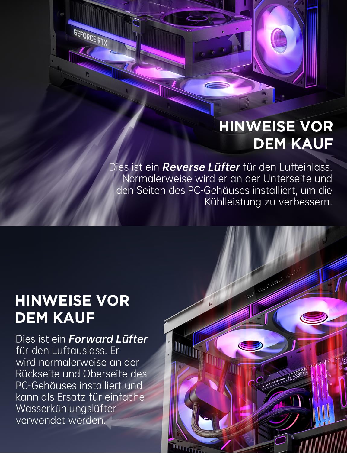 Thumbnail 1 de AsiaHorse DAWN Pro RGB 120-mm Gehäuselüfter (3er-Set) – ARGB Daisy-Chain mit Infinity Mirror, HDB Lager