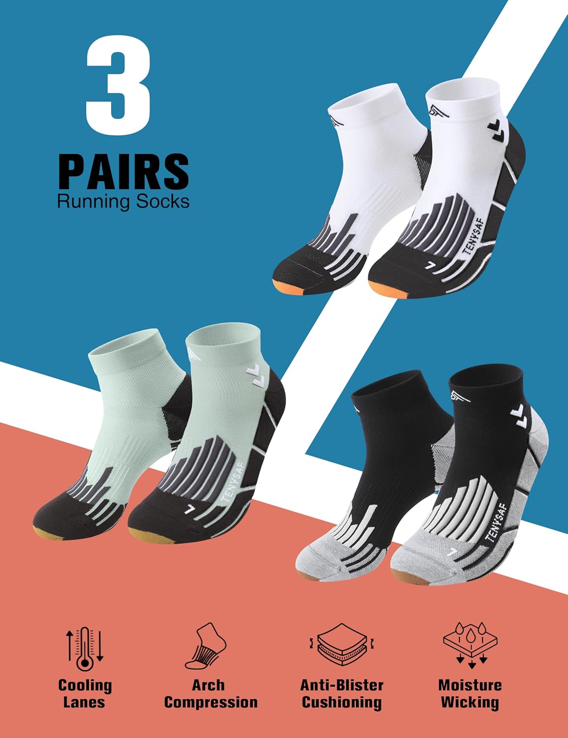 Thumbnail 2 de Lounwee Kompressions Laufsocken 3er-Pack