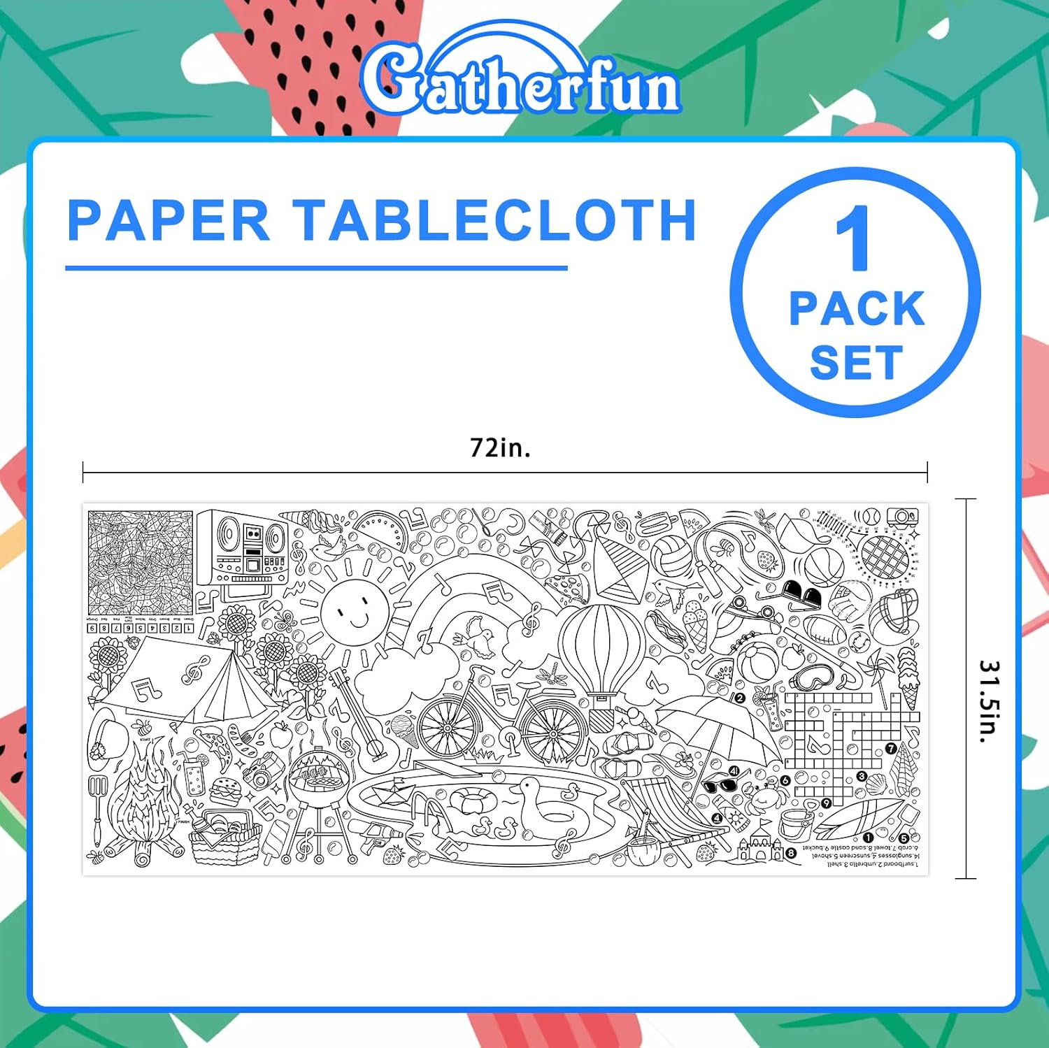 Detalle de Gatherfun Giant Coloring Poster for Classroom (31.5 x 72) — Summer Table Cover & Wall Banner