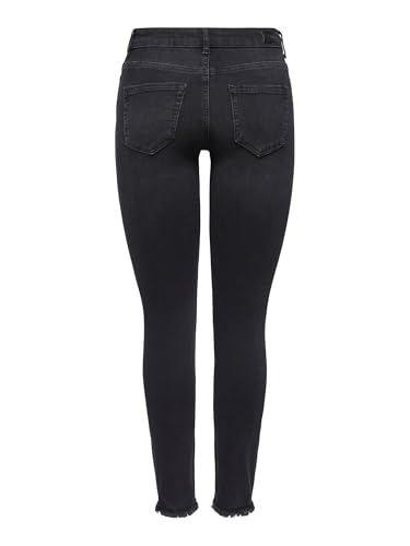 Detalle 2 de ONLY NOS Damen Skinny Jeans onlBLUSH MID ANK RAW – Schwarz, Gr. W32/L30 (Herstellergröße XL)
