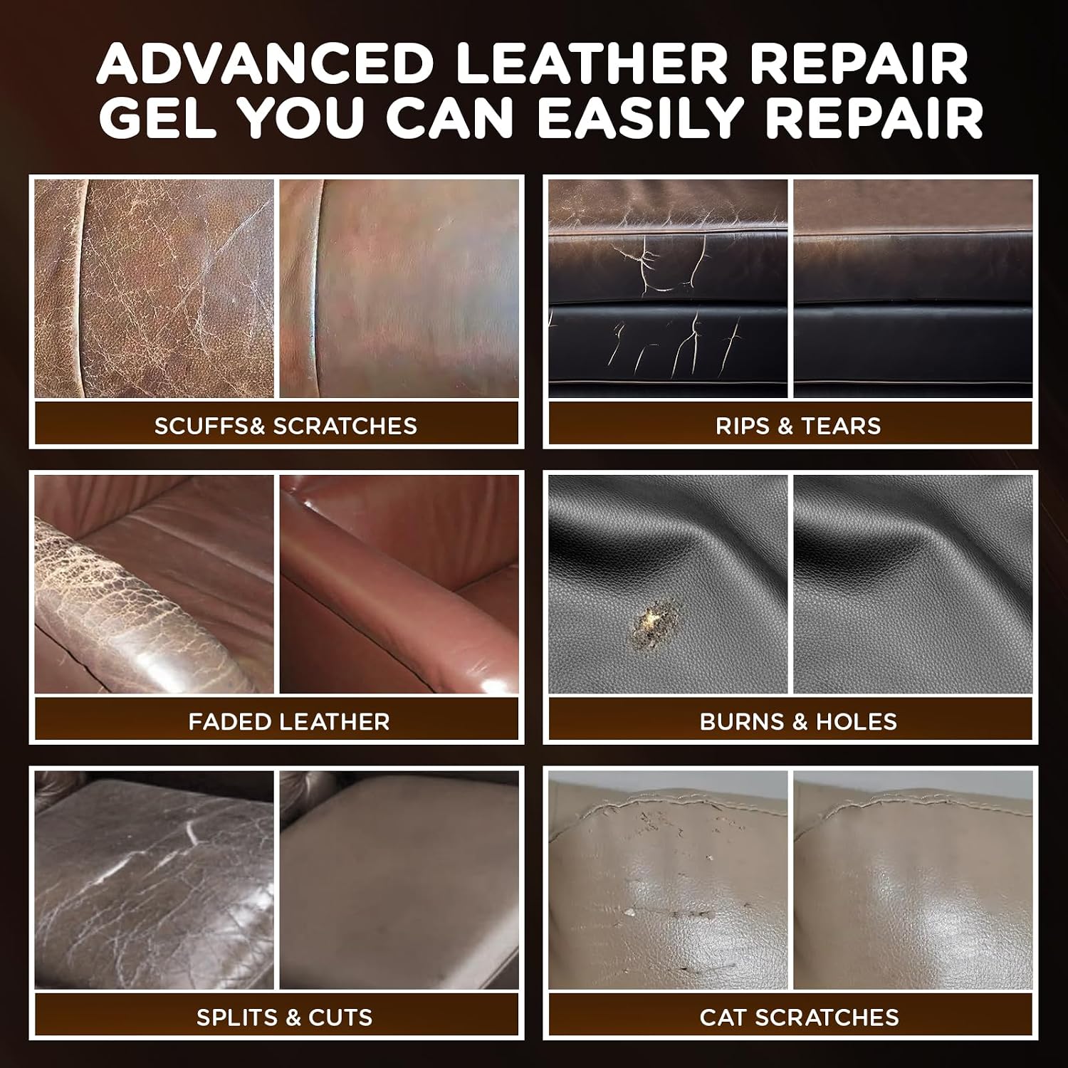 Detalle de BUDOCI Leder Reparatur Set Schwarz – Flüssigleder für Kratzer und Risse an Kunstleder, Vinyl & Co.