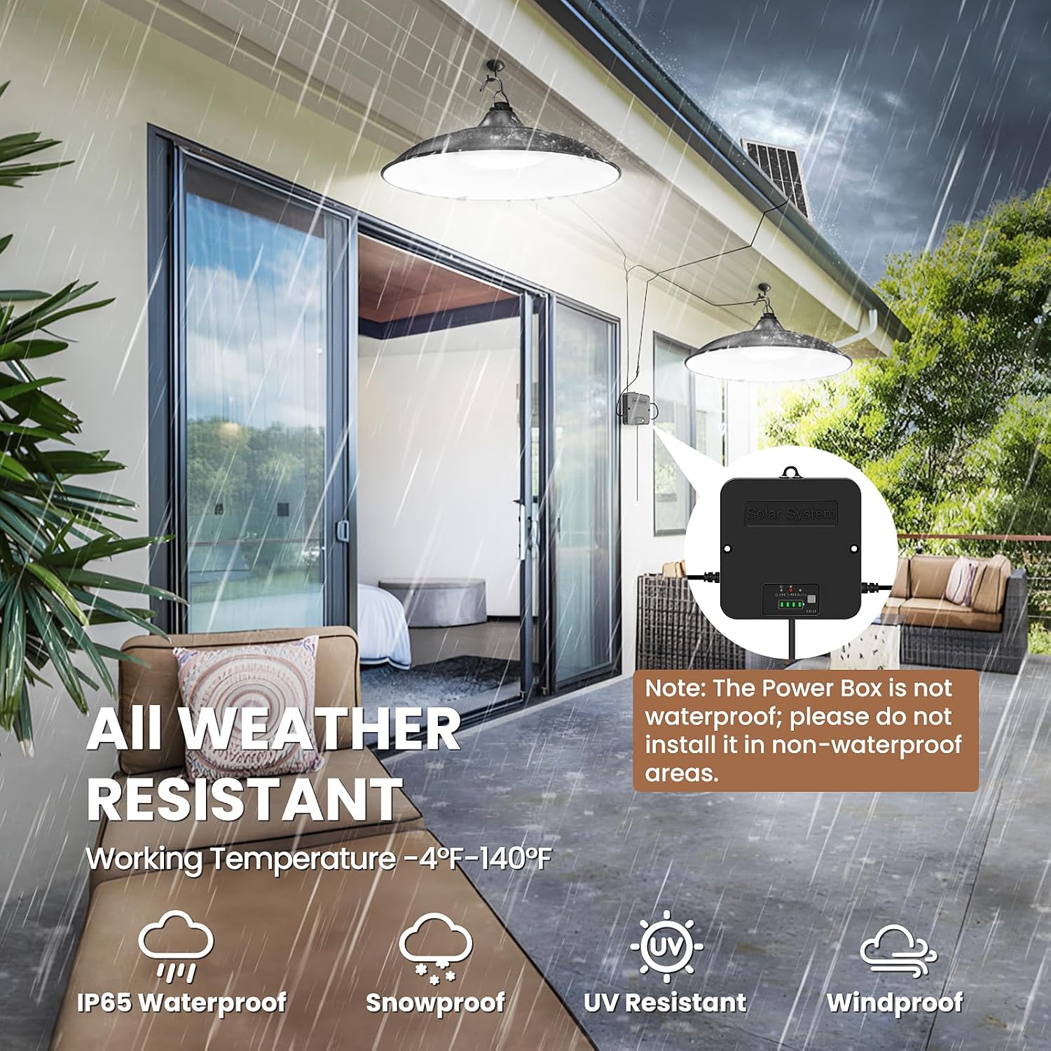 Detalle 2 de APILAB DP050AB2 Solar Shed Light, Dual 2,000-Lumen Pendant, 6500K