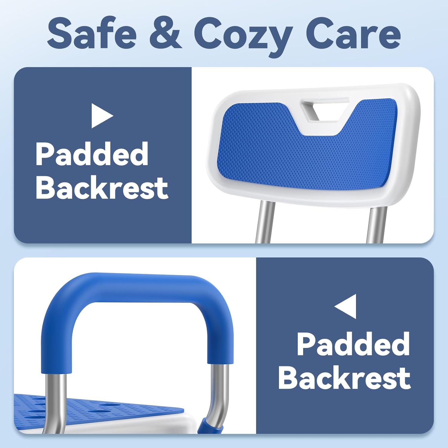 Detalle de Loyoda Shower Chair for Inside Shower – Heavy-Duty, Height-Adjustable, 500lb Capacity
