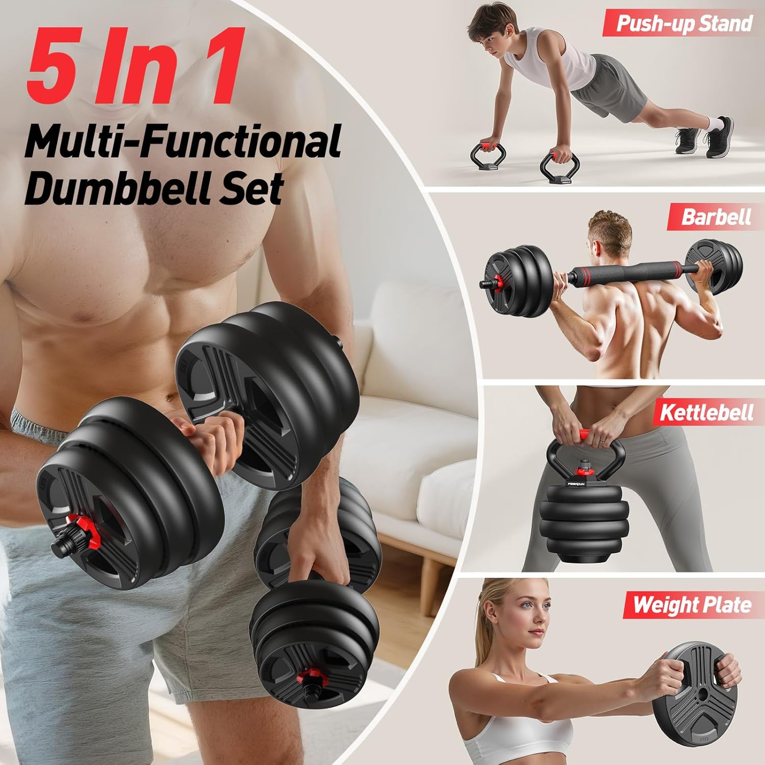 Detalle 2 de FITPLAM Adjustable dumbbell 90lbs 🏋