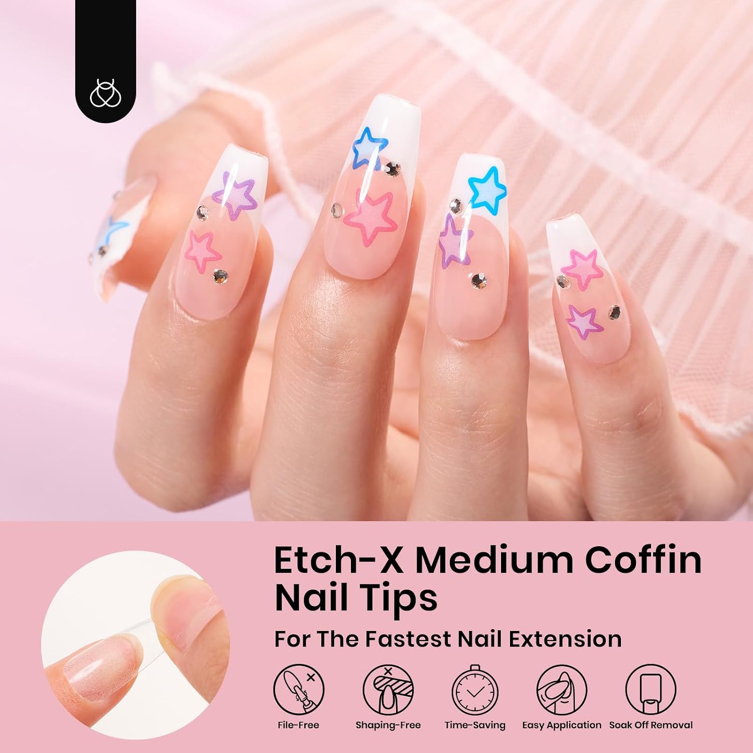 Detalle 2 de Beetles Gel Nail Tips Medium Coffin 288pcs ๐