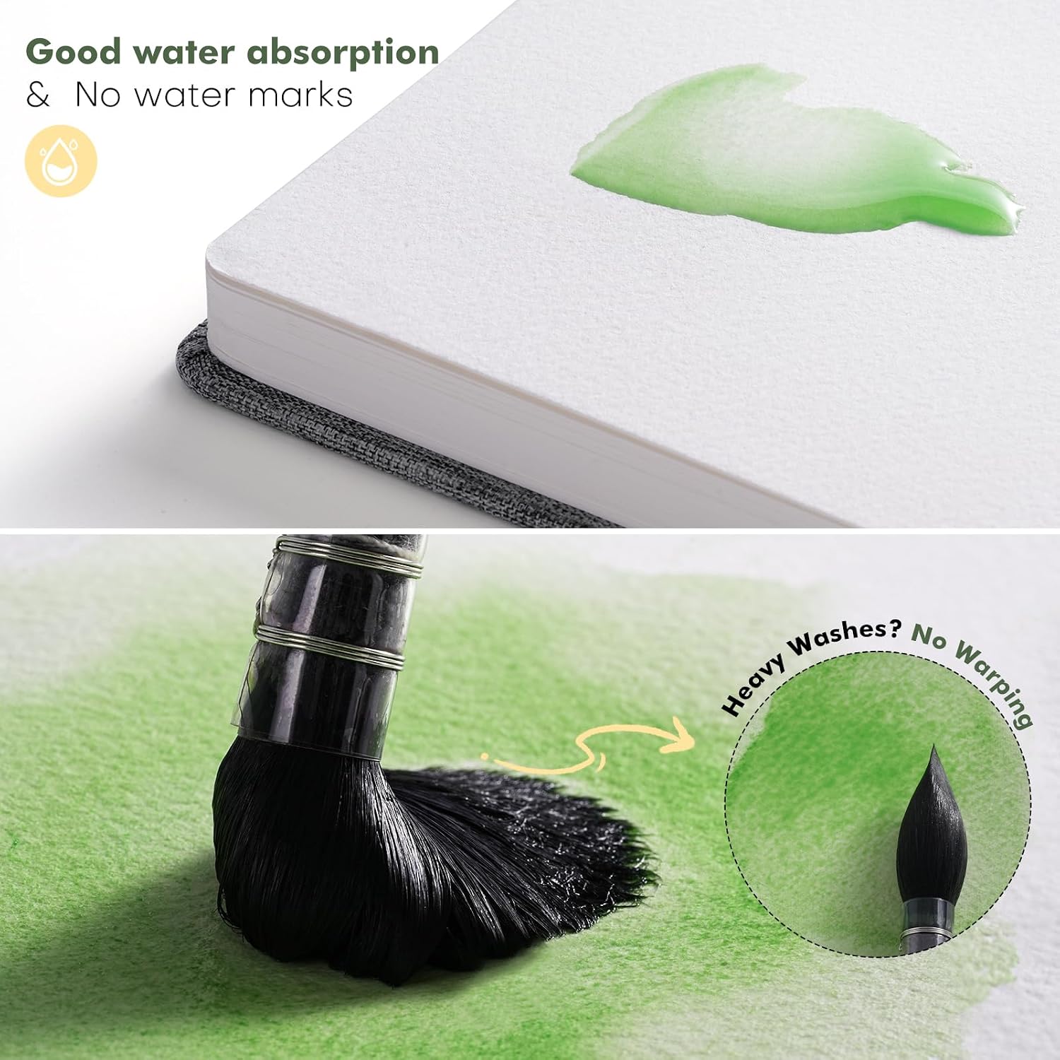 Thumbnail 3 de Fuumuui 30 Sheets Watercolour Journal – 7.6 x 7.6 in (19.3 x 19.3 cm) 100% Cotton Cold Pressed Paper
