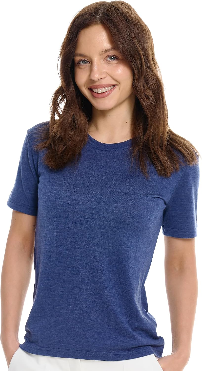 Detalle de Merino.tech 100% Merino Shirt Damen – Kurzarm Unterhemd fürs Wandern