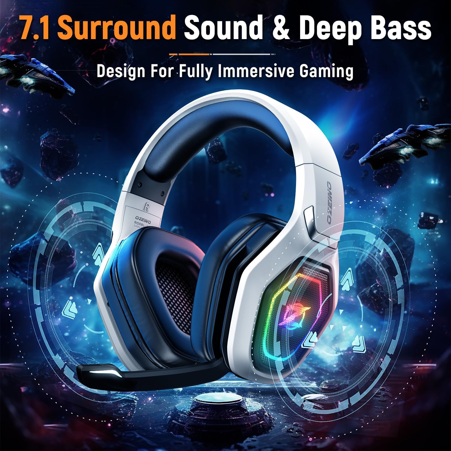 Detalle de Ozeino 2.4GHz Wireless Gaming Headset 40‑Hr