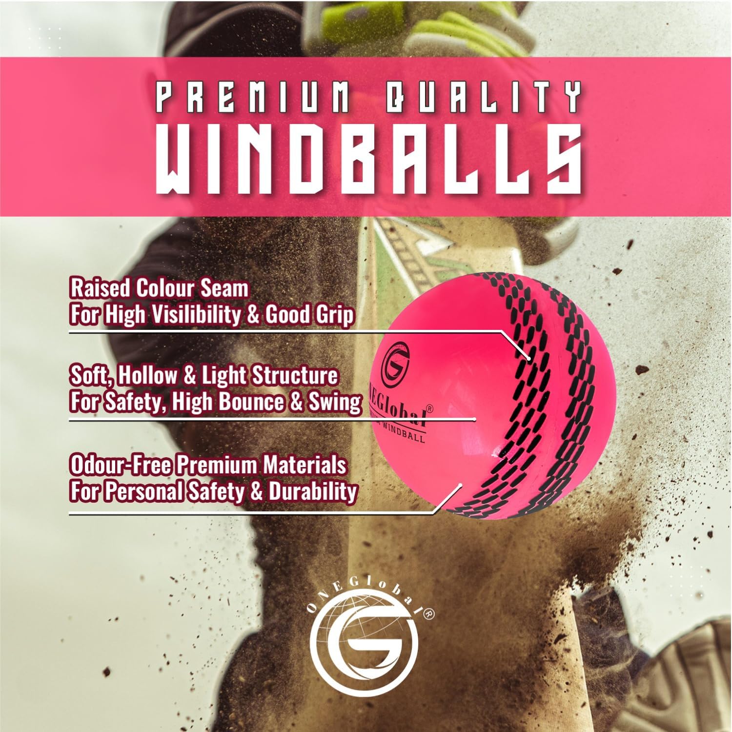 Thumbnail 2 de ONEGlobal Premium Windball Soft Cricket Ball