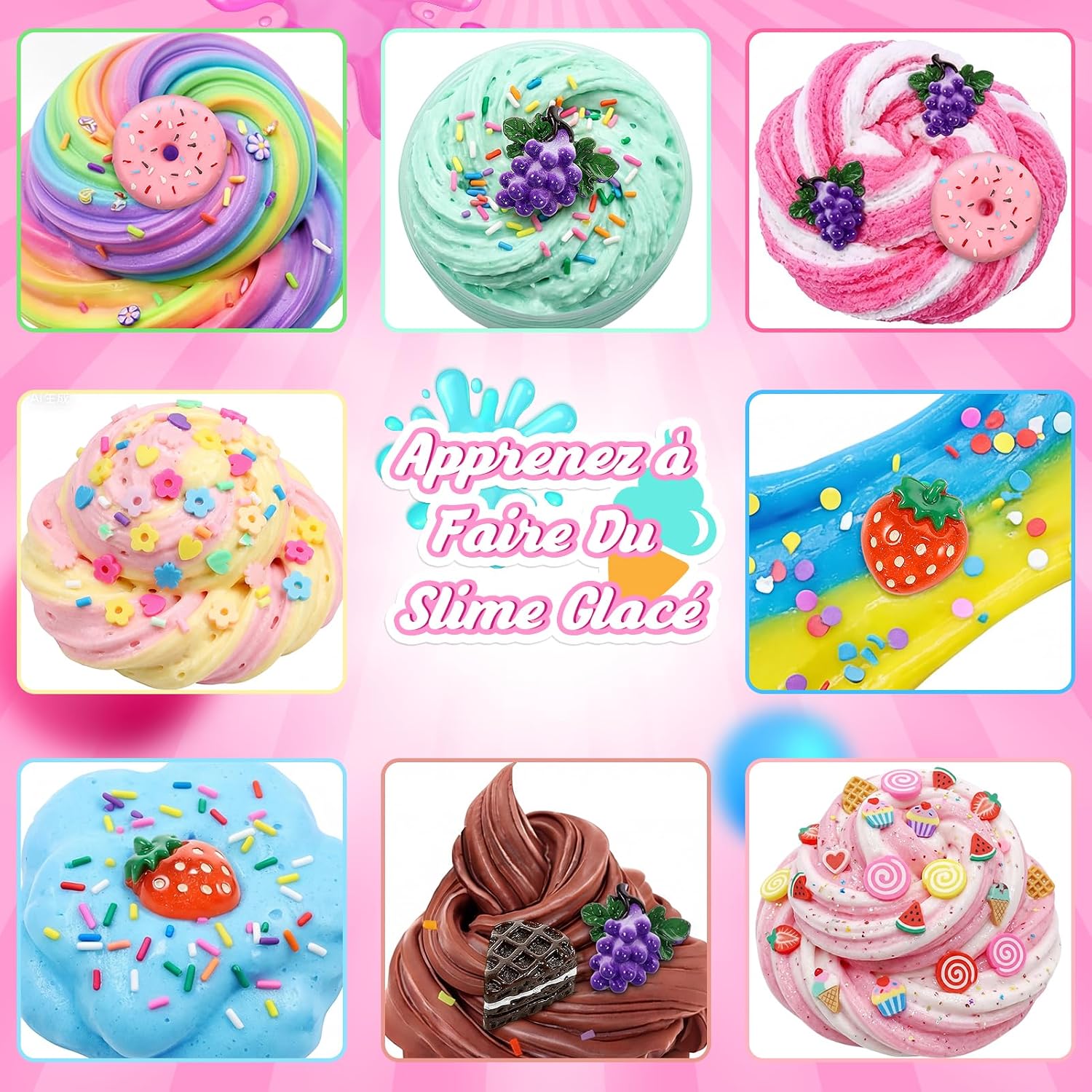 Thumbnail 3 de Adeokay kinderslijmset voor fluffy ijscreaties, met 28 delen en meerdere kleuren