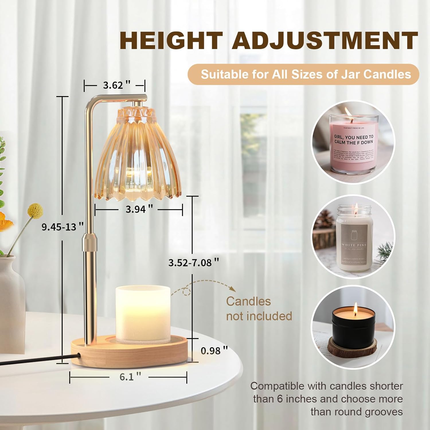 Detalle 2 de Adjustable Candle Warmer Lamp with Timer ⏳🕯