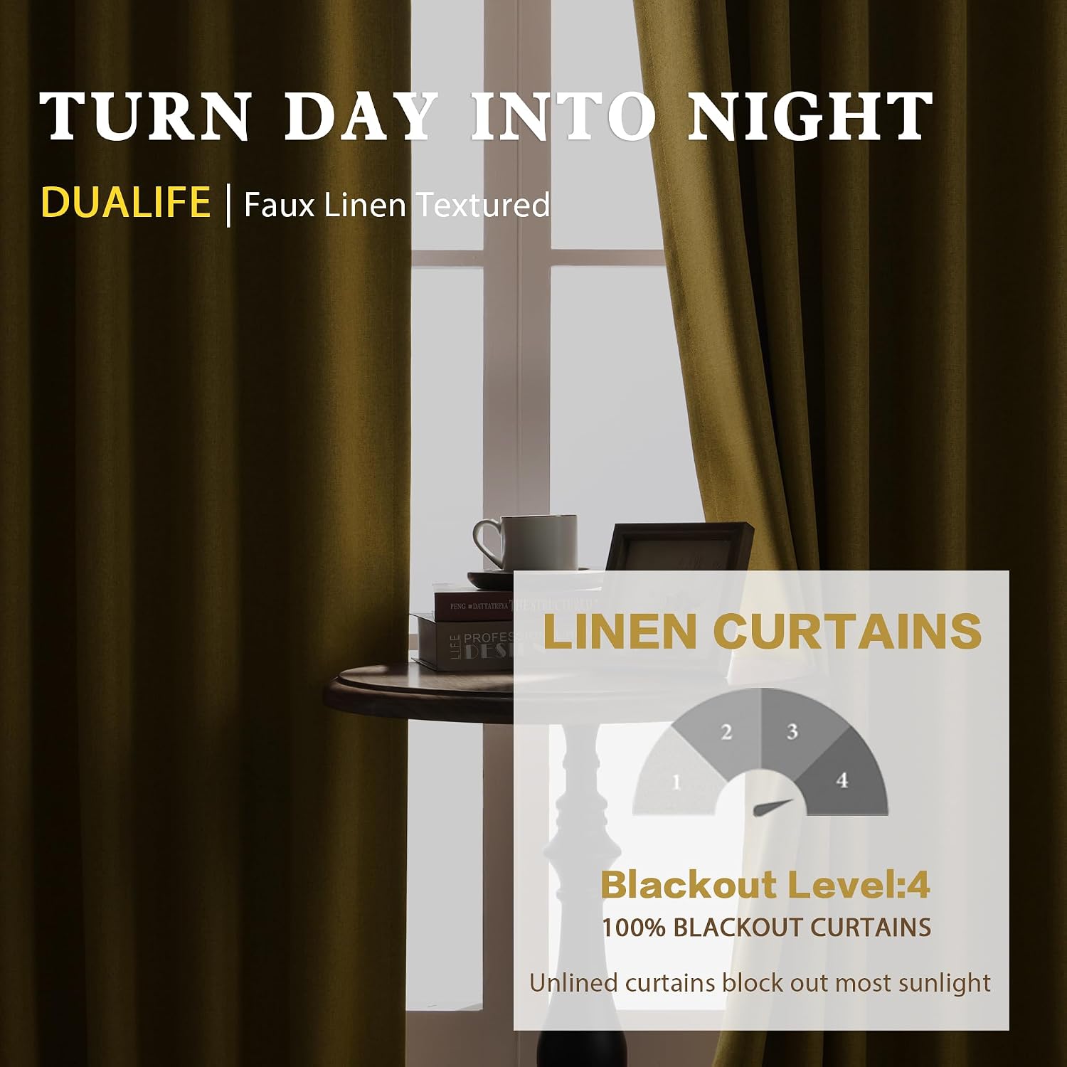 Detalle de DUALIFE Blackout Curtains, 96 Inches Long