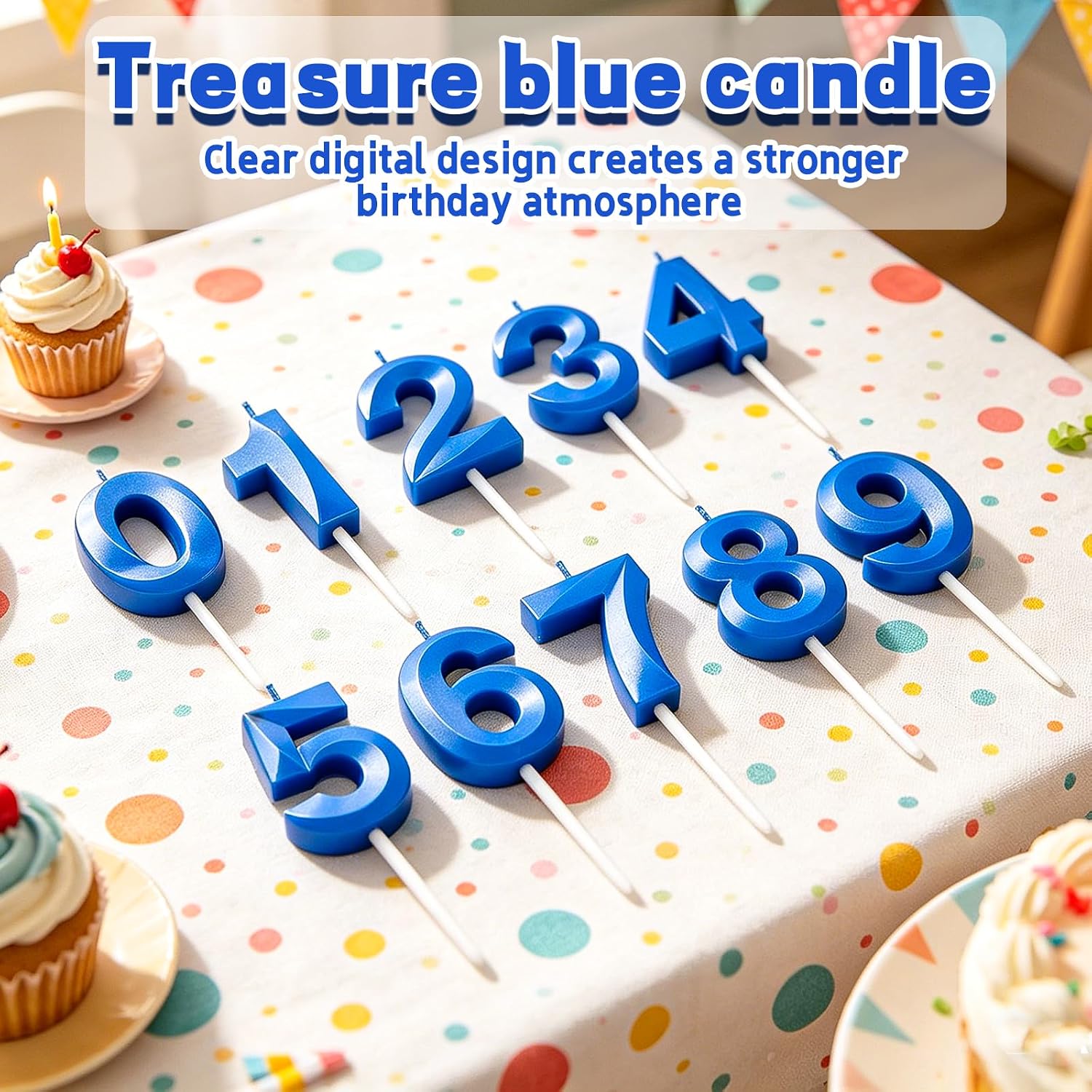 Thumbnail 3 de Yiran 3D Birthday Candles – Royal Blue 56th Candle (2-Piece Set)