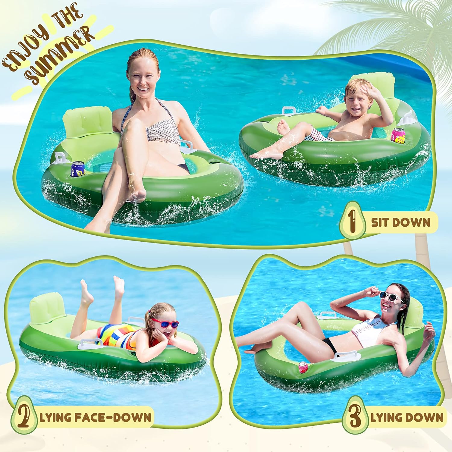 Detalle 2 de COOLJOYA Aufblasbare Schwimmliege – Luftmatratze für Pool, Strand und Sommerpartys