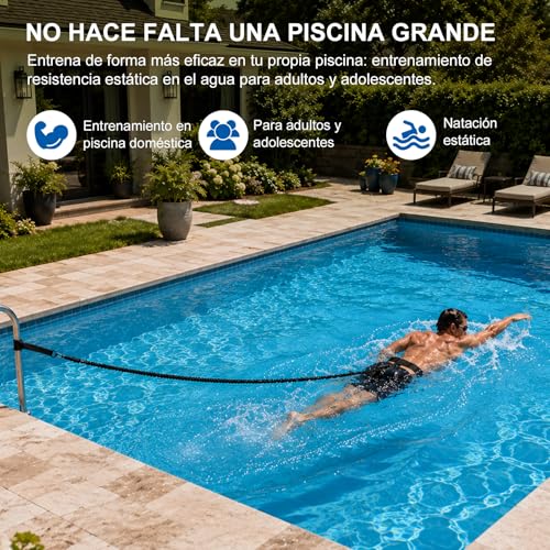 Detalle 2 de Correa de natación Roaxkois: cinturón de resistencia con cuerda ajustable (2,5–7,5 m) para adultos