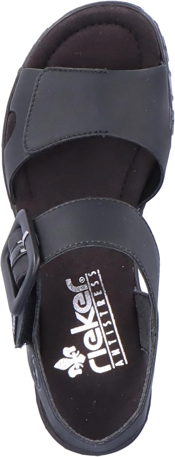 Detalle de Rieker Damen 68050 Sandale – Bequeme Keilabsatz-Sandale aus Synthetik (Mittlere Weite)