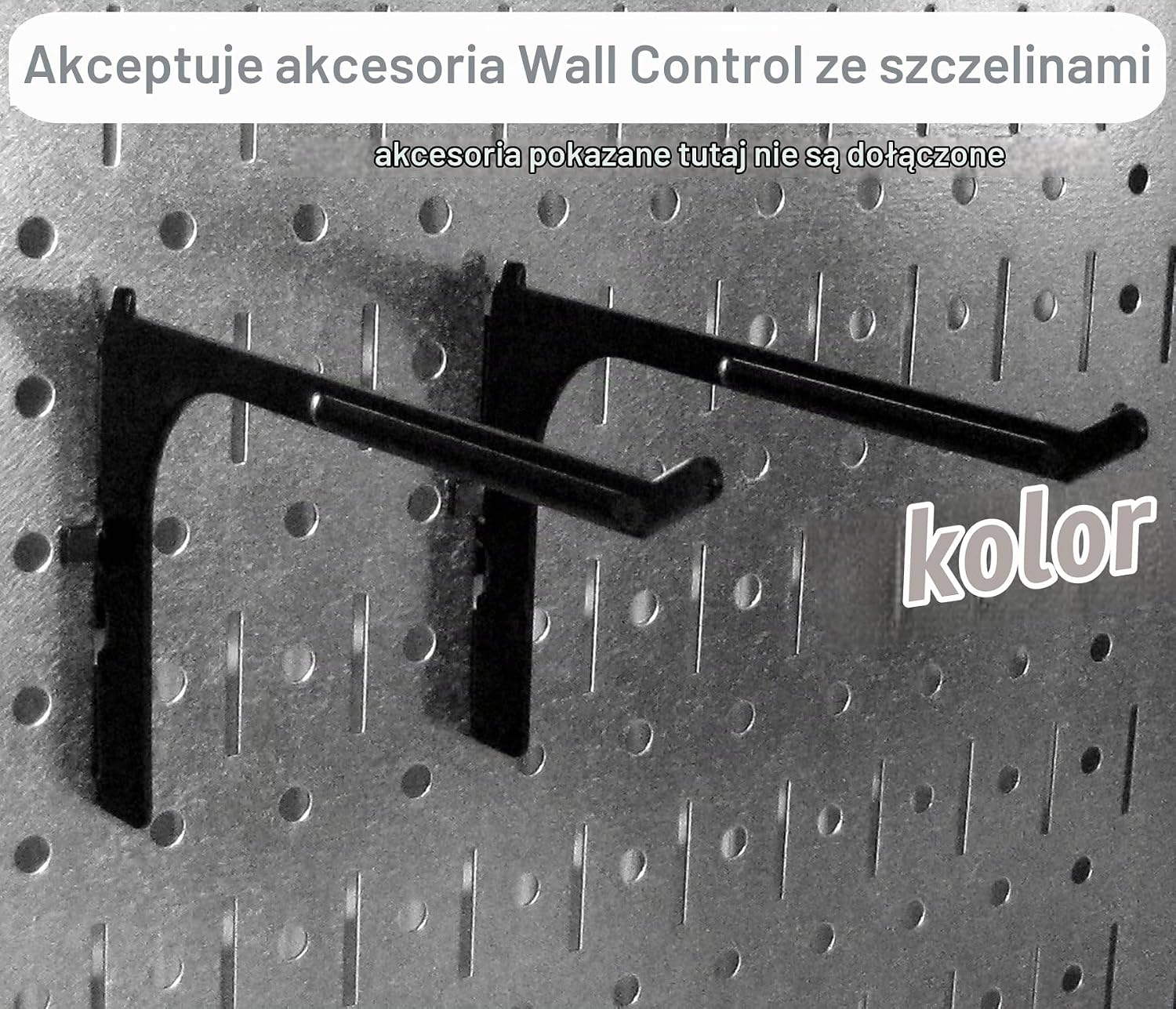 Detalle 1 de Wall Control 30-WRK-400 – metalowa tablica narzędziowa 1,2 m, czarna i magnetyczna