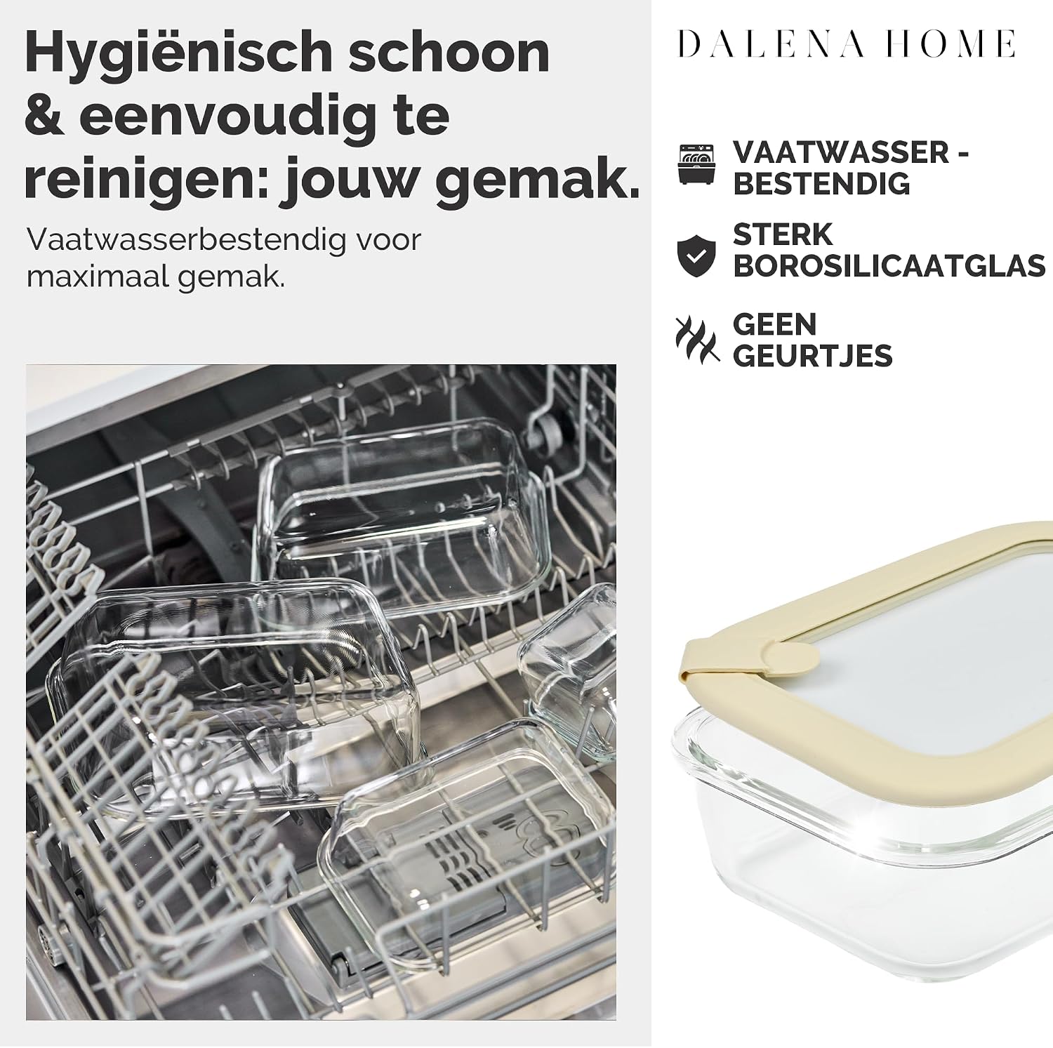 Thumbnail 6 de Dalena Home glazen vershoudbakjes 4 x 370 ml met glazen deksel