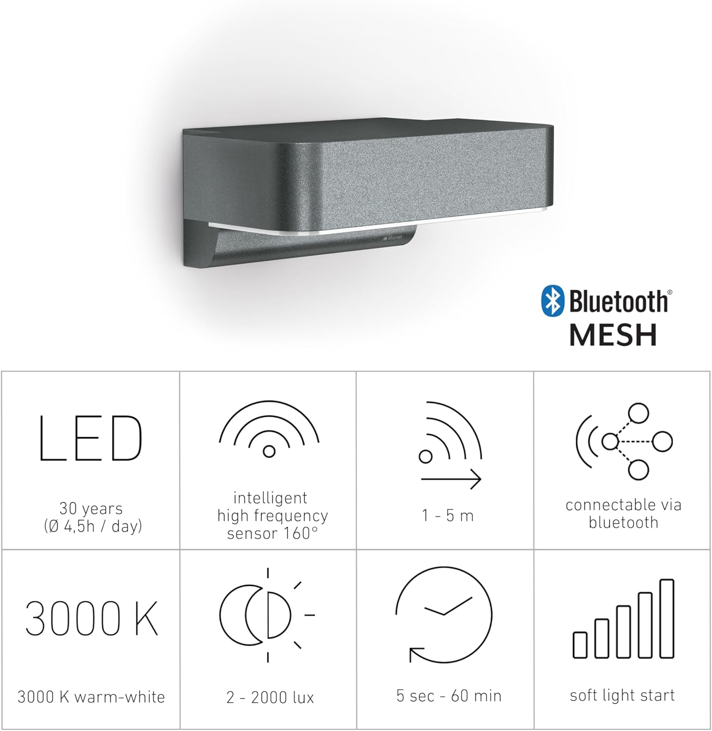 Thumbnail 4 de Steinel Lampada da parete L 800 SC antracite con sensore di movimento 160° e LED 7,5 W