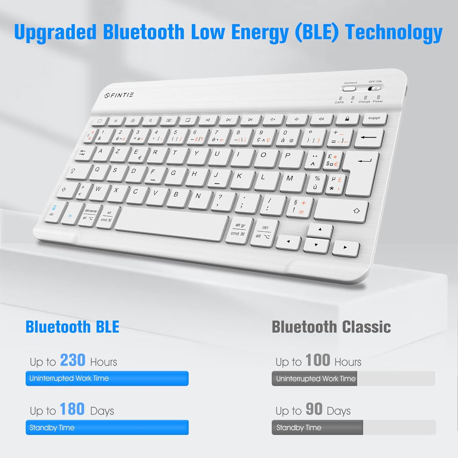 Thumbnail 3 de FINTIE Clavier AZERTY sans fil Bluetooth pour iPad 9e/8e/7e génération 10,2 pouces (coque rose, rangement pour stylet)