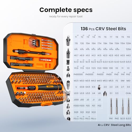 Detalle de JOREST 152 en 1 Kit de Tournevis de Précision — Ensemble magnétique pour réparations électroniques et petits appareils