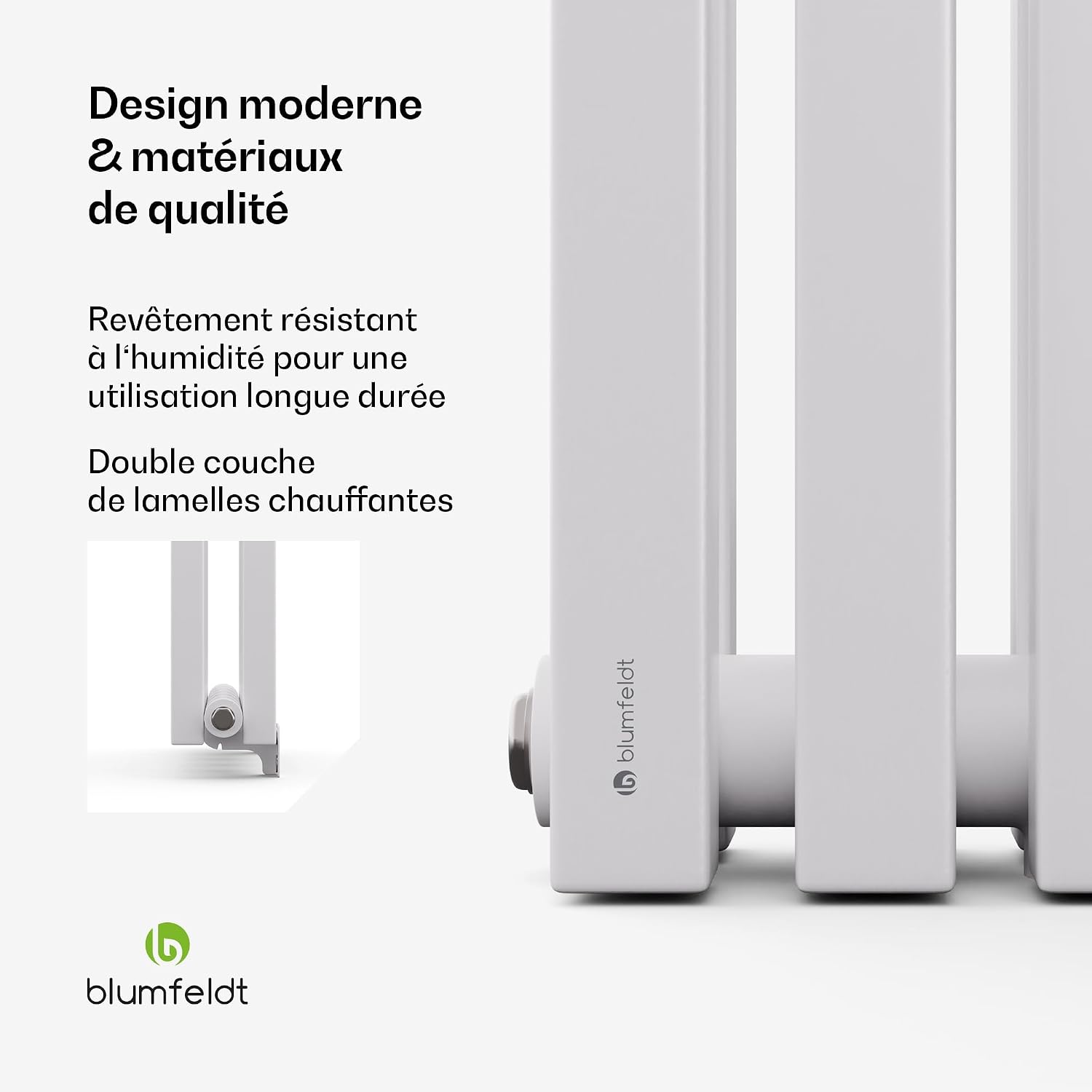 Detalle de Blumfeldt Delgado wandradiator 942 W, wit staal met verticale verwarmingsbuizen