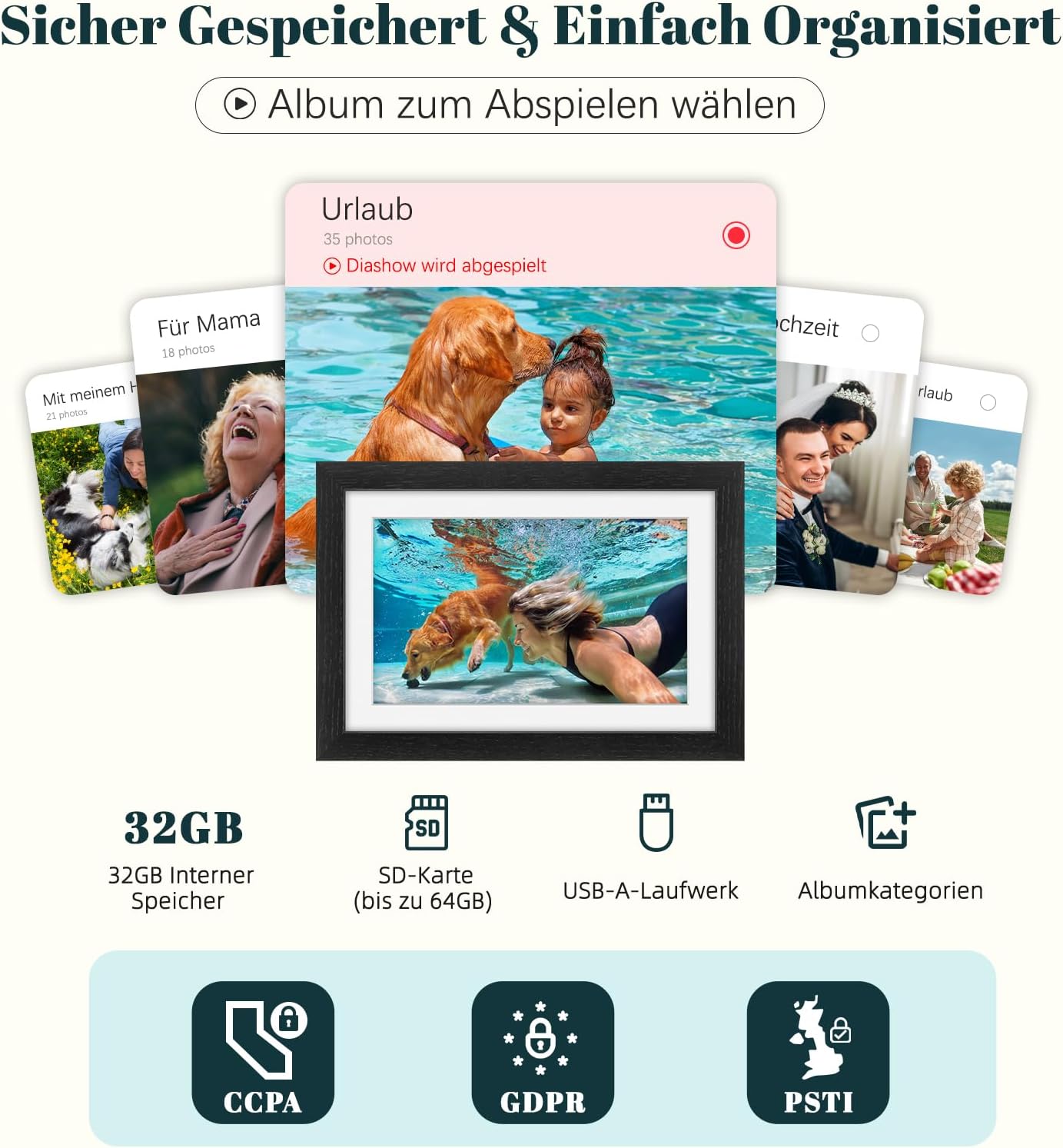 Detalle 2 de Eptusmey Digitaler Bilderrahmen WLAN 10,1 Zoll
